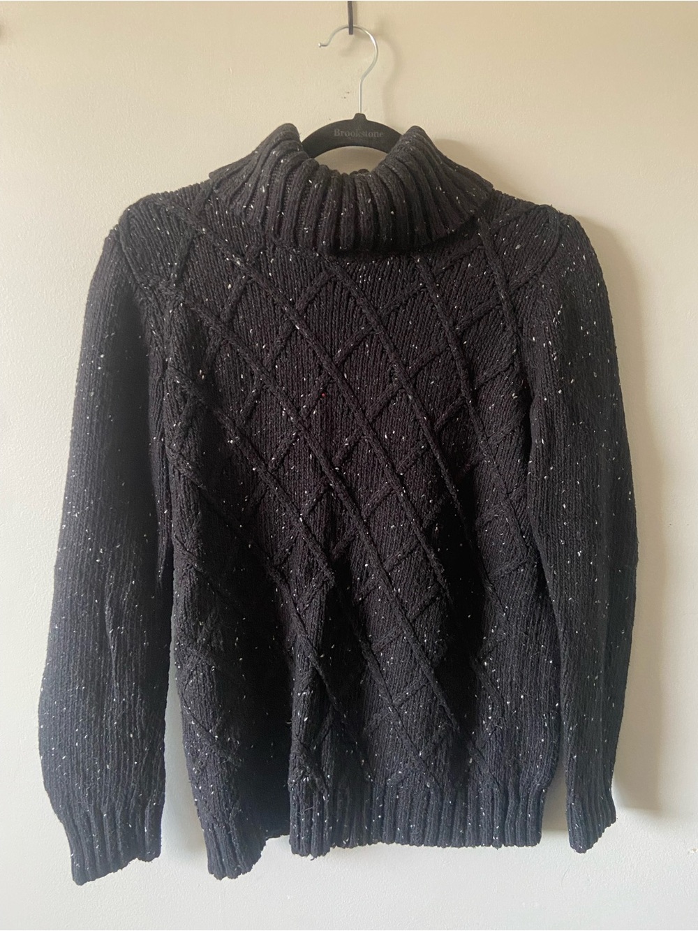Context Black Speckled Cable Turtleneck Sweater